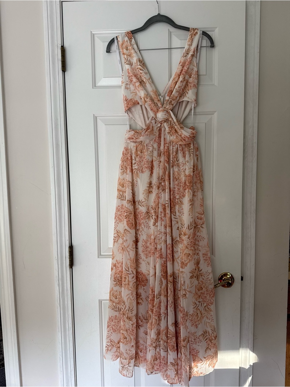 Ever New Peach Floral Ring-Front Maxi Dress